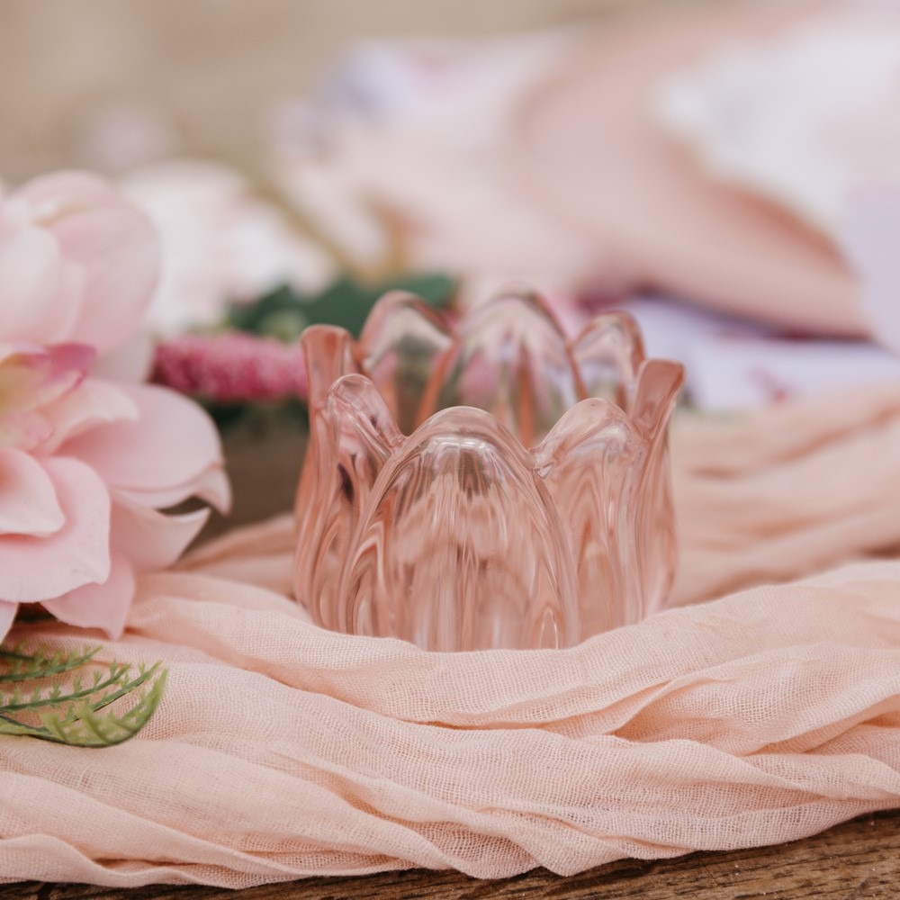 Bougeoir fleur rose