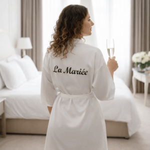 peignoir brodé "la mariée" cadeau