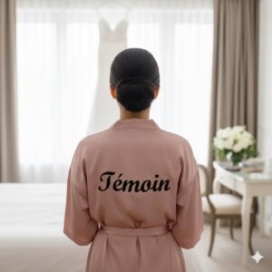 peignoir brodé "témoin"
